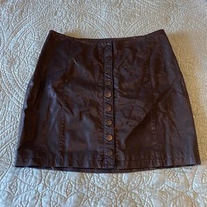 Free People Black Leather Skirt